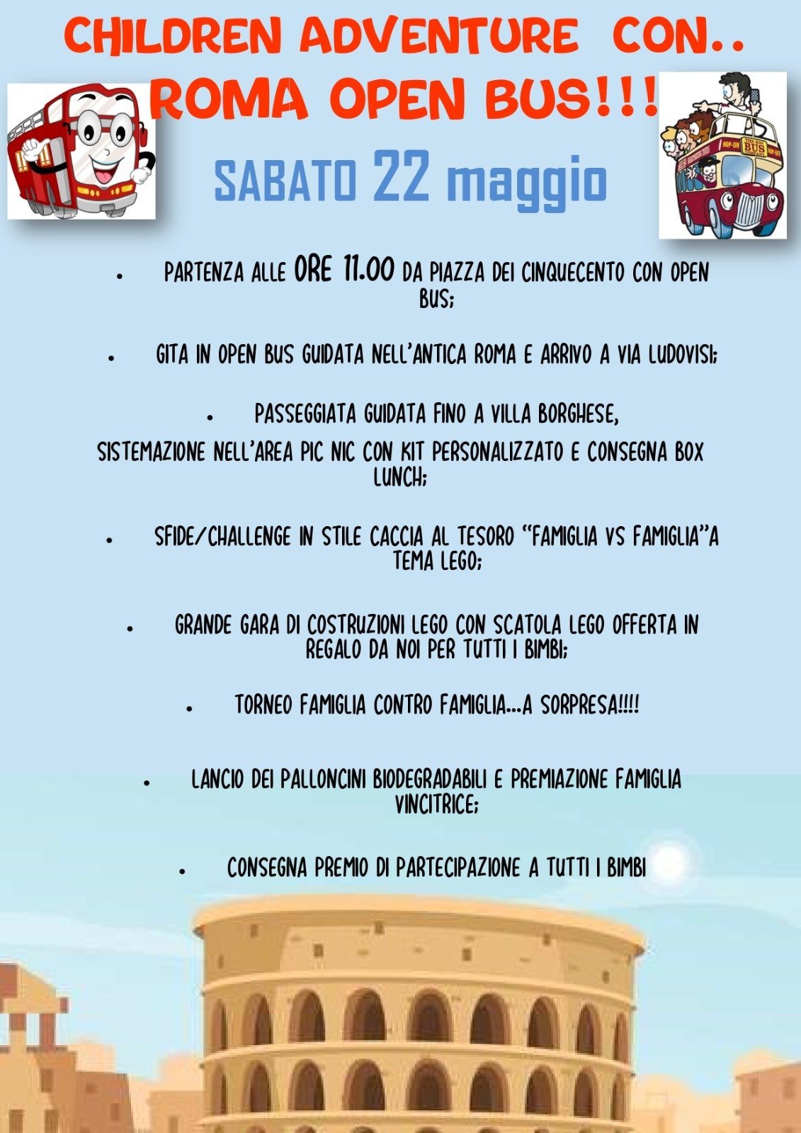 eventi per bambini roma weekend fine settimana sabato domenica open bus