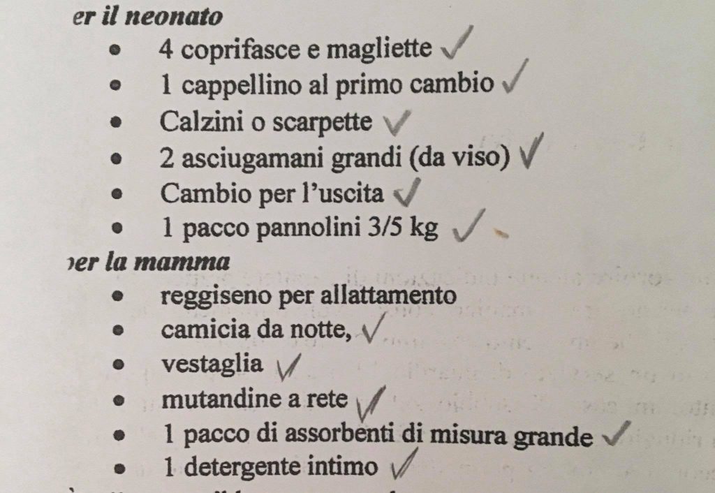 Partorire a Roma in ospedale cosa metto e quando preparo la valigia Roma 03