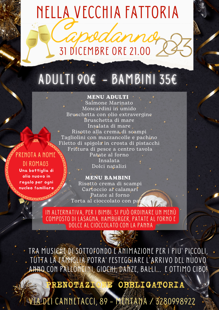 capodanno per bambini roma fattoria agriturismo mentana