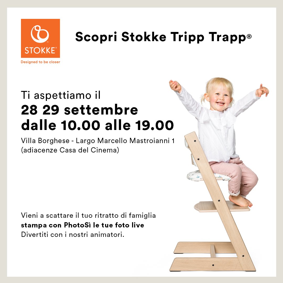 evento stokke tripp trapp sedia evolutiva seggiolone roma villa borghese bambini weekend