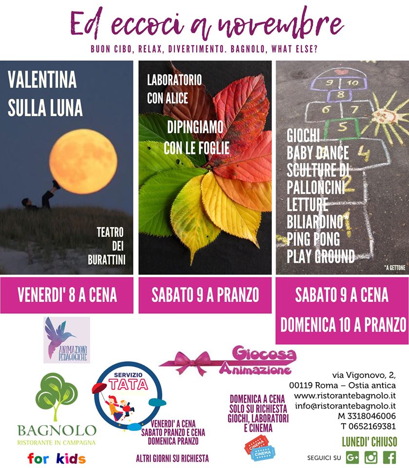 cosa fare con i bambini a roma nel weekend sabato 9 novembre domenica 10