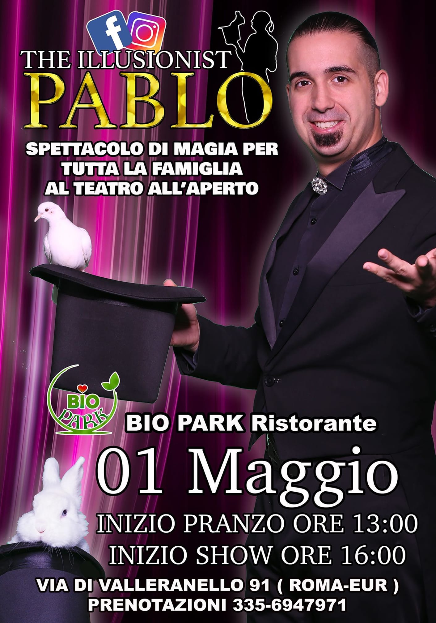 biopark spettacolo di magia ristorante per famiglie con bambini mago