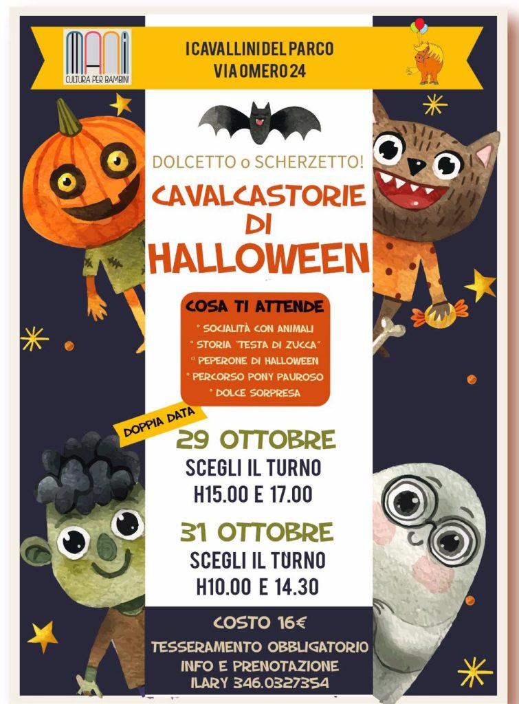 cavalli pony evento festa in maschera halloween bambini roma