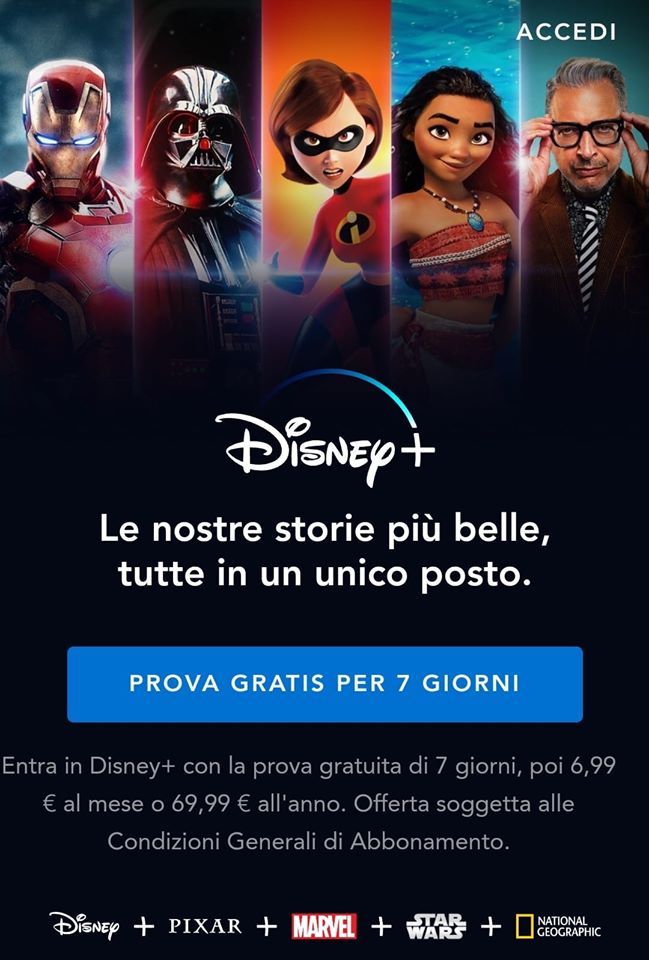 disney+ italia abbonamenti quanto costa quando parte