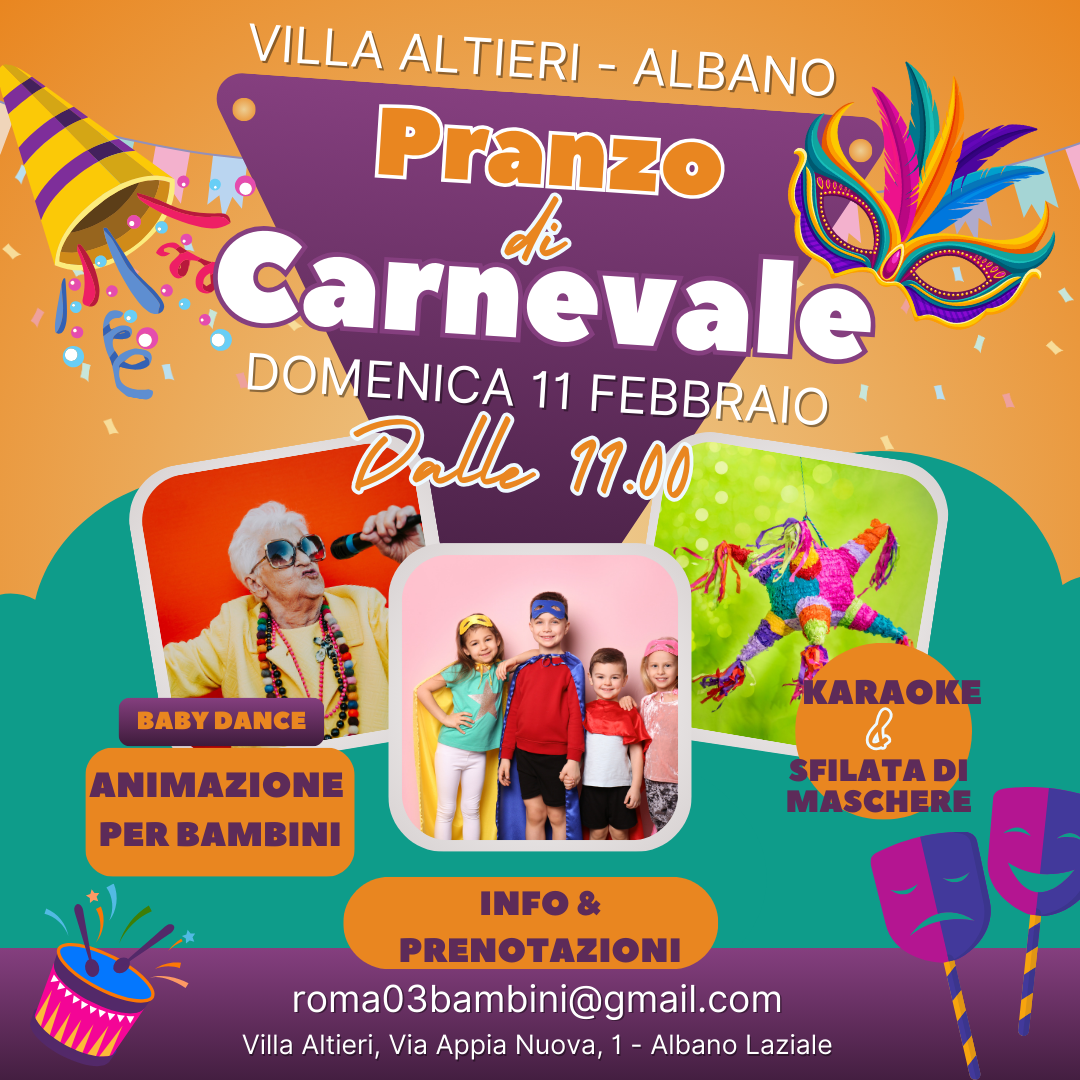 evento di carnevale per bambini a roma