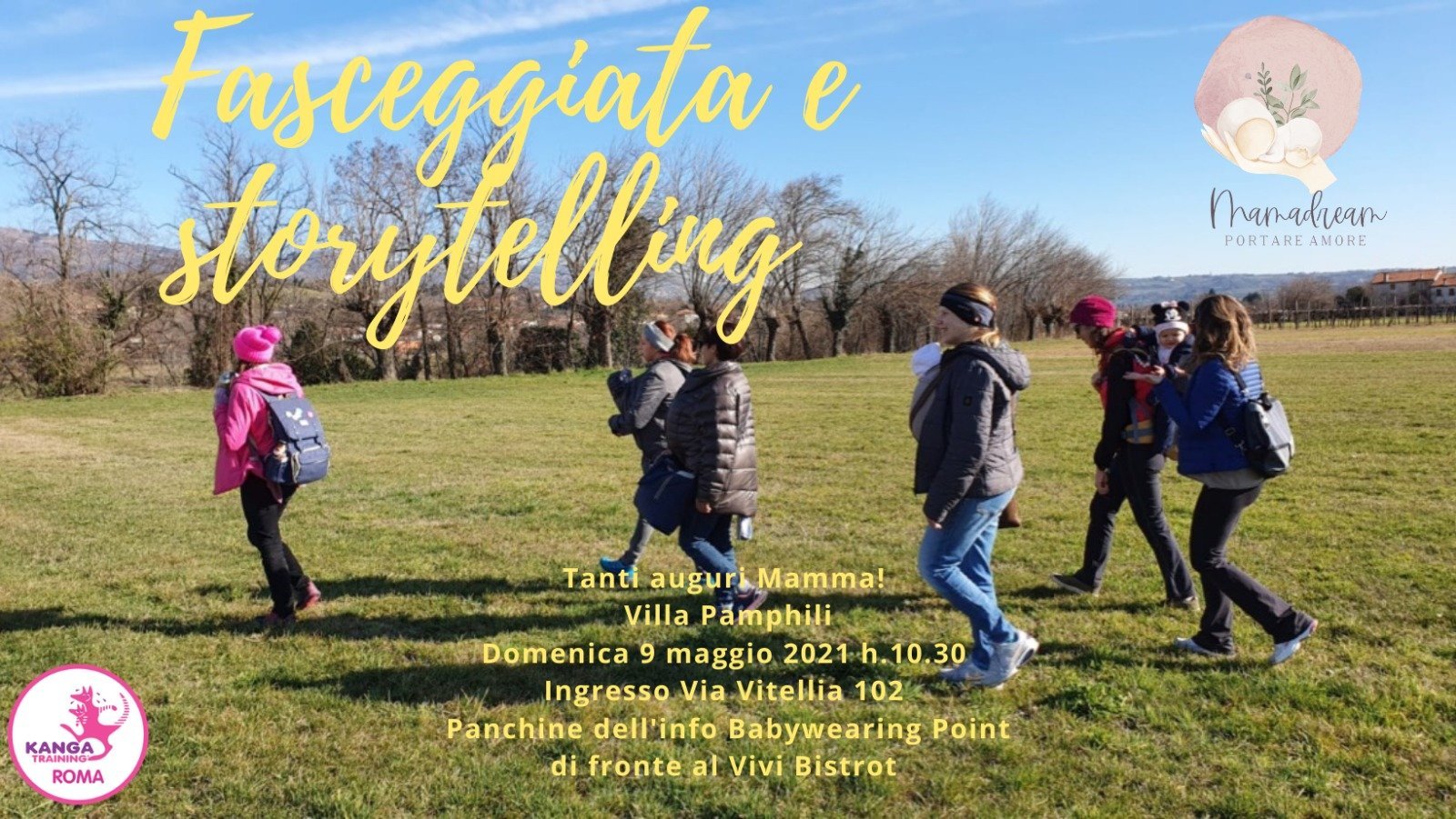 fasceggiata passeggiata babywearing roma bambini neonati evento villa pamphili