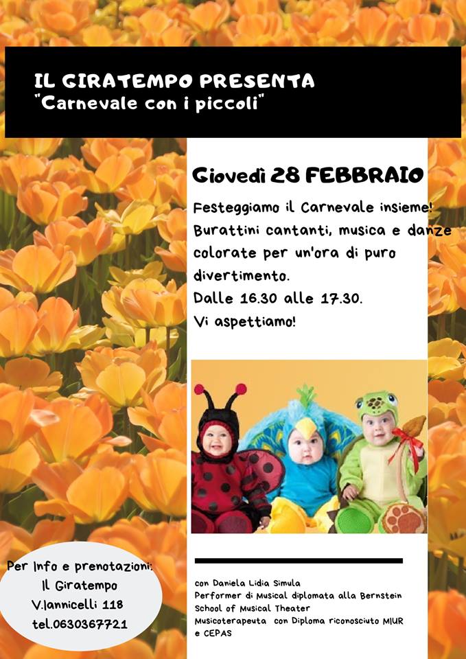 festa bambini carnevale roma giratempo giustiniana nord