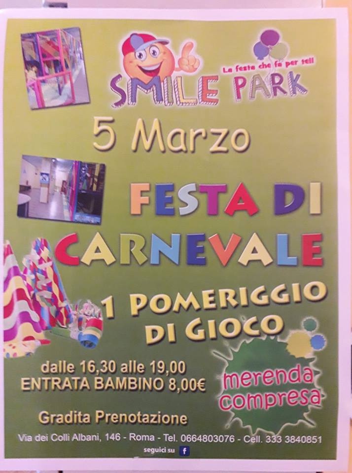 festa carneval bambini parco giochi smile park