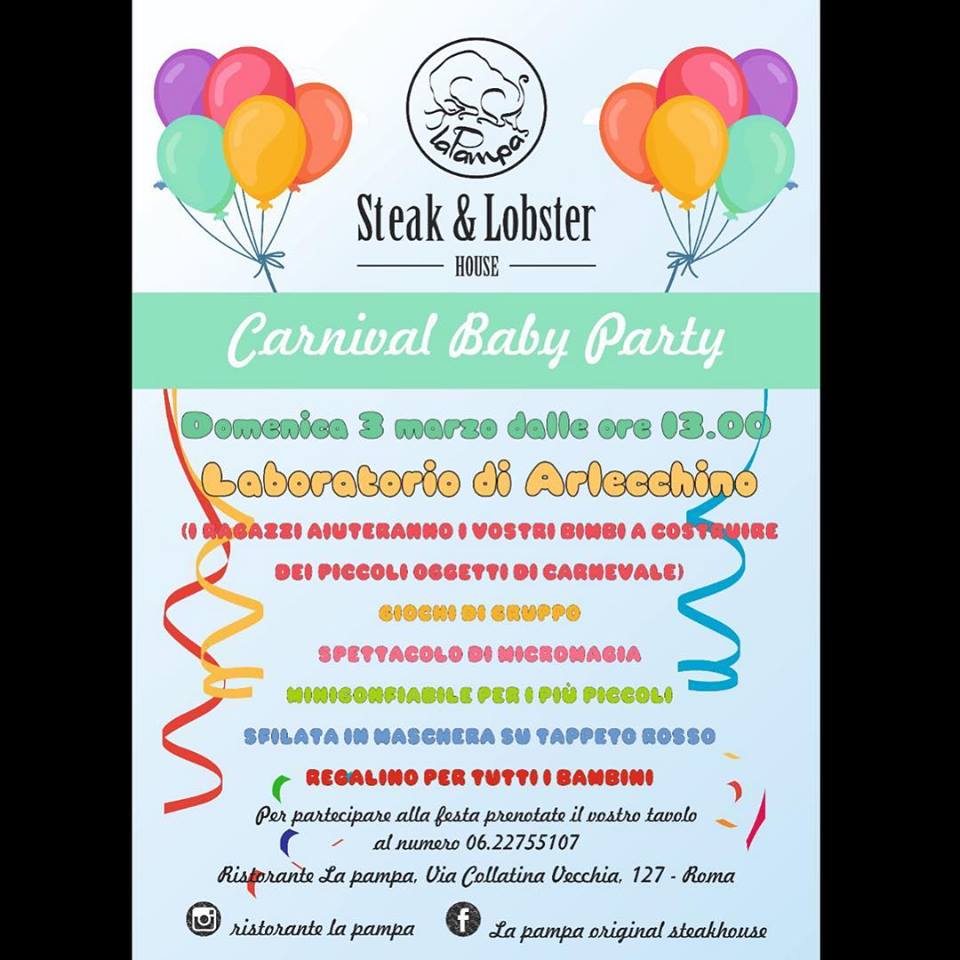 la pampa cena di carnevale ristorante bambini roma