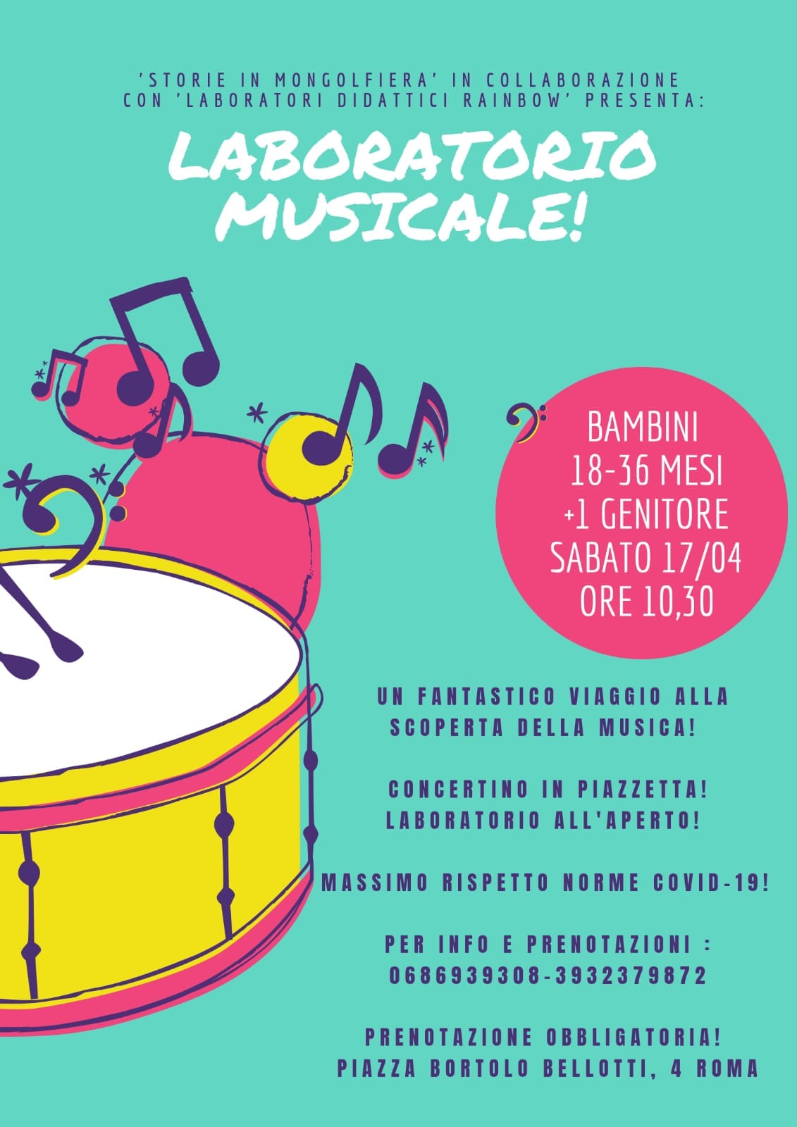 laboratorio musicale bambini e neonati roma weekend libreria