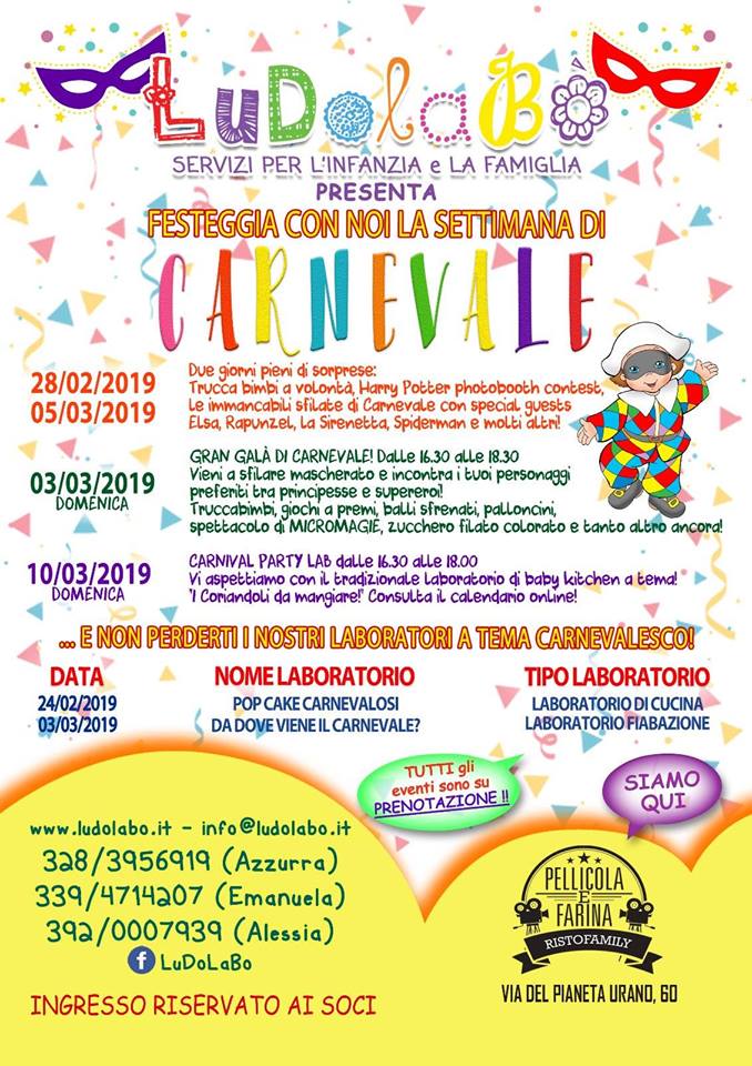 locandina eventi carnevale roma Ludolabo eur