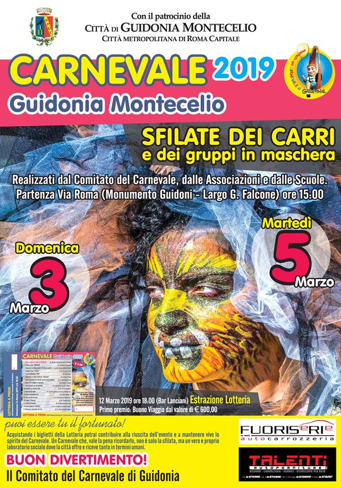 locandina eventi carnevale roma guidonia sfilate carri