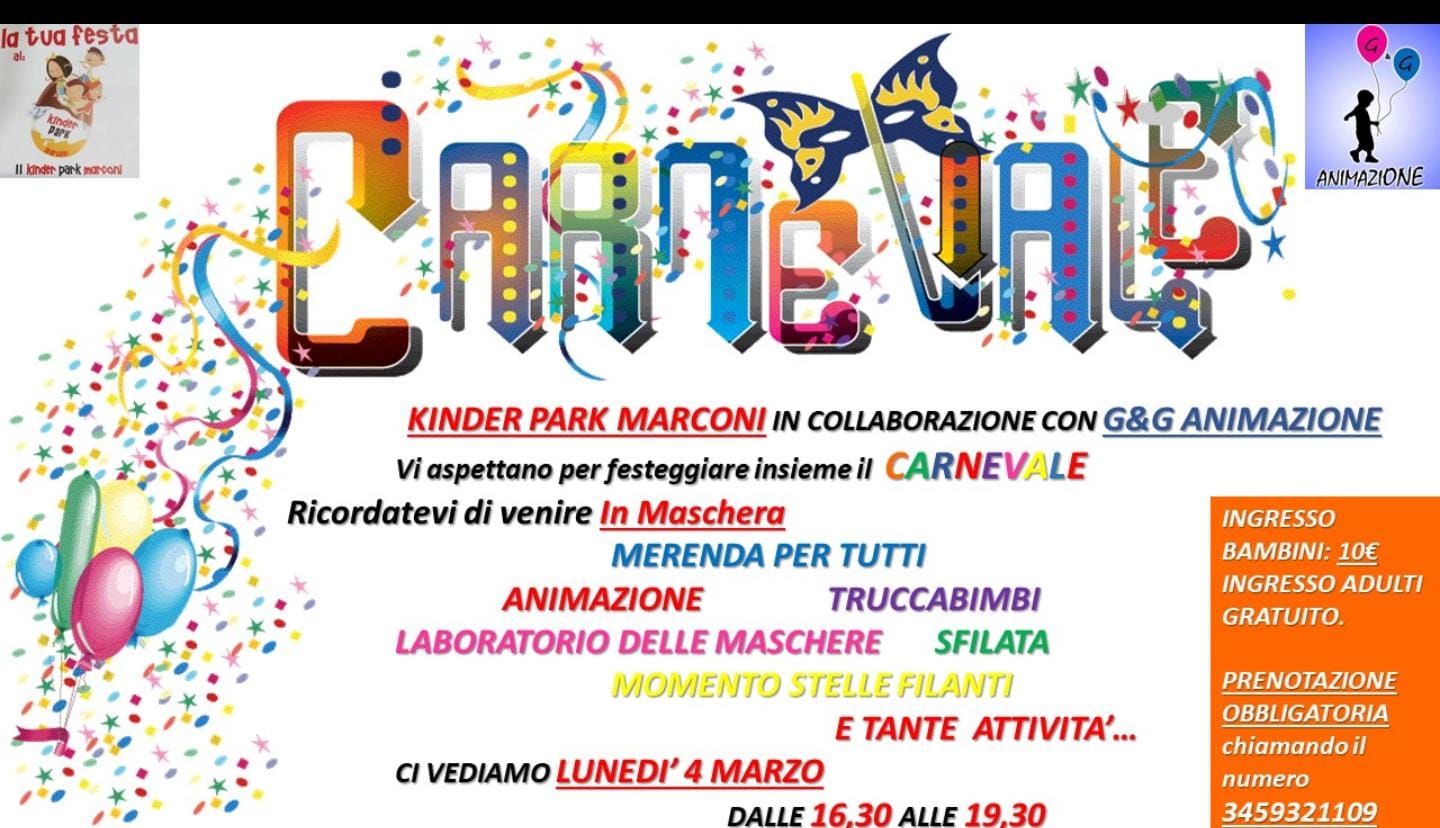 locandina eventi carnevale roma kinderpark marconi