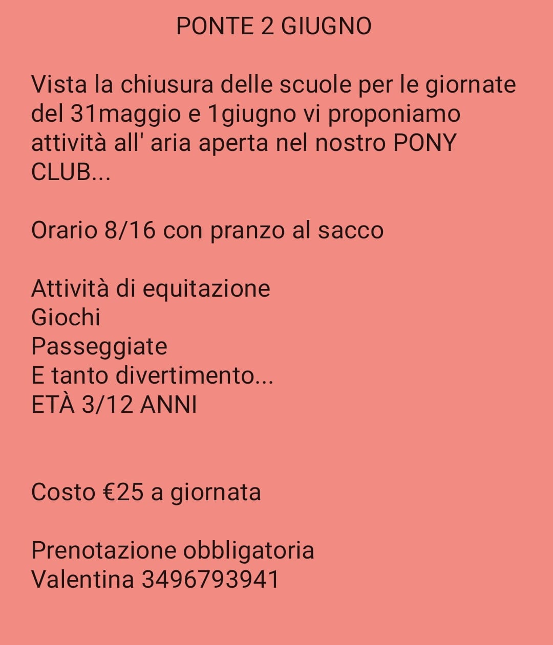 ponte 2 giugno cavalli pony circolo equestre