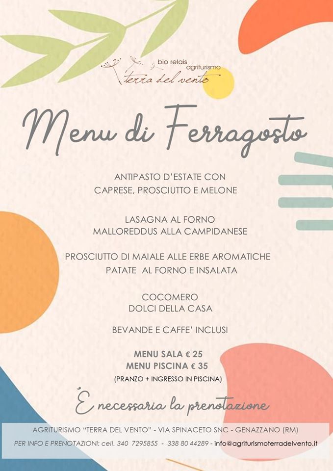 pranzo ferragosto bambini famiglie agriturismo genazzano terre del vento