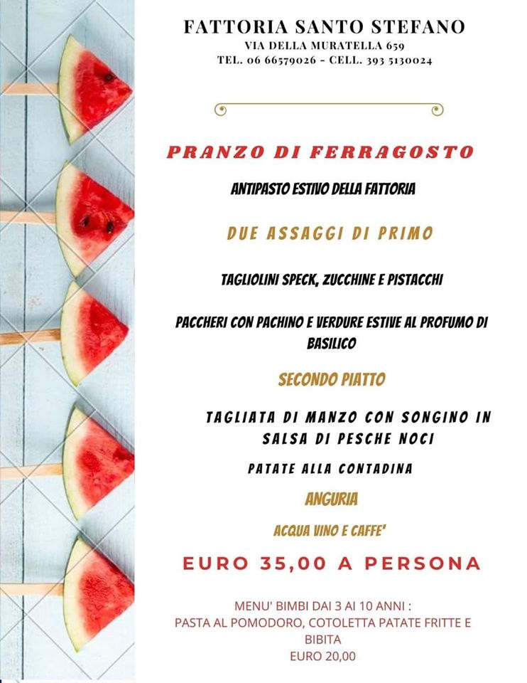 pranzo ferragosto bambini famiglie fregene fattoria santo stefano