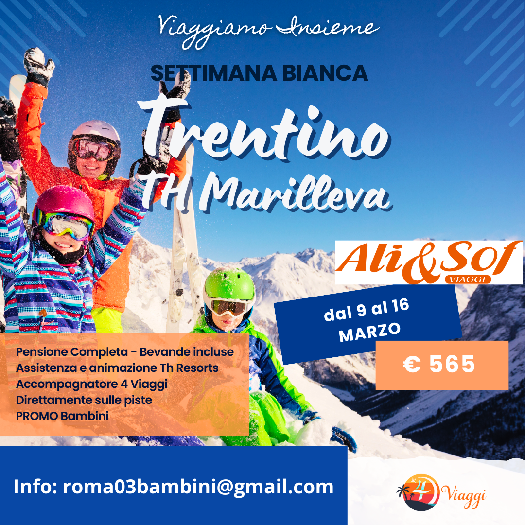 offerta settimana bianca per bambini montagna marileva trentino