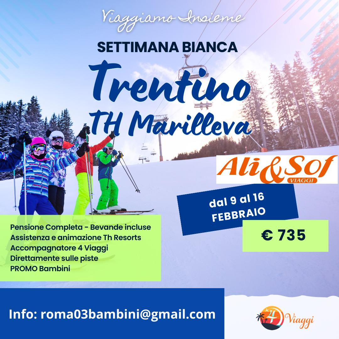 offerta settimana bianca per bambini montagna marileva trentino