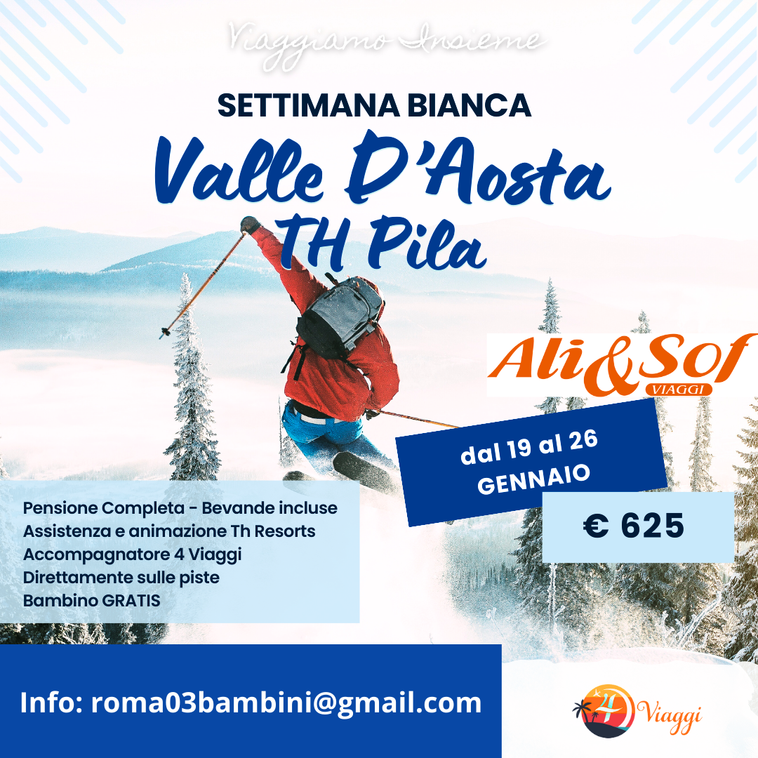 offerta settimana bianca per bambini montagna valle d'aosta pila